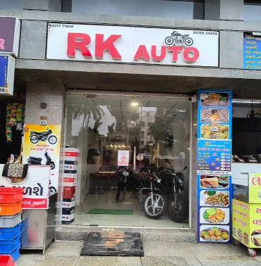 R K Auto two wheeler showroom with bikes on display